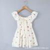 French first love princess sweet one-word shoulder bow floral lace waist dress women