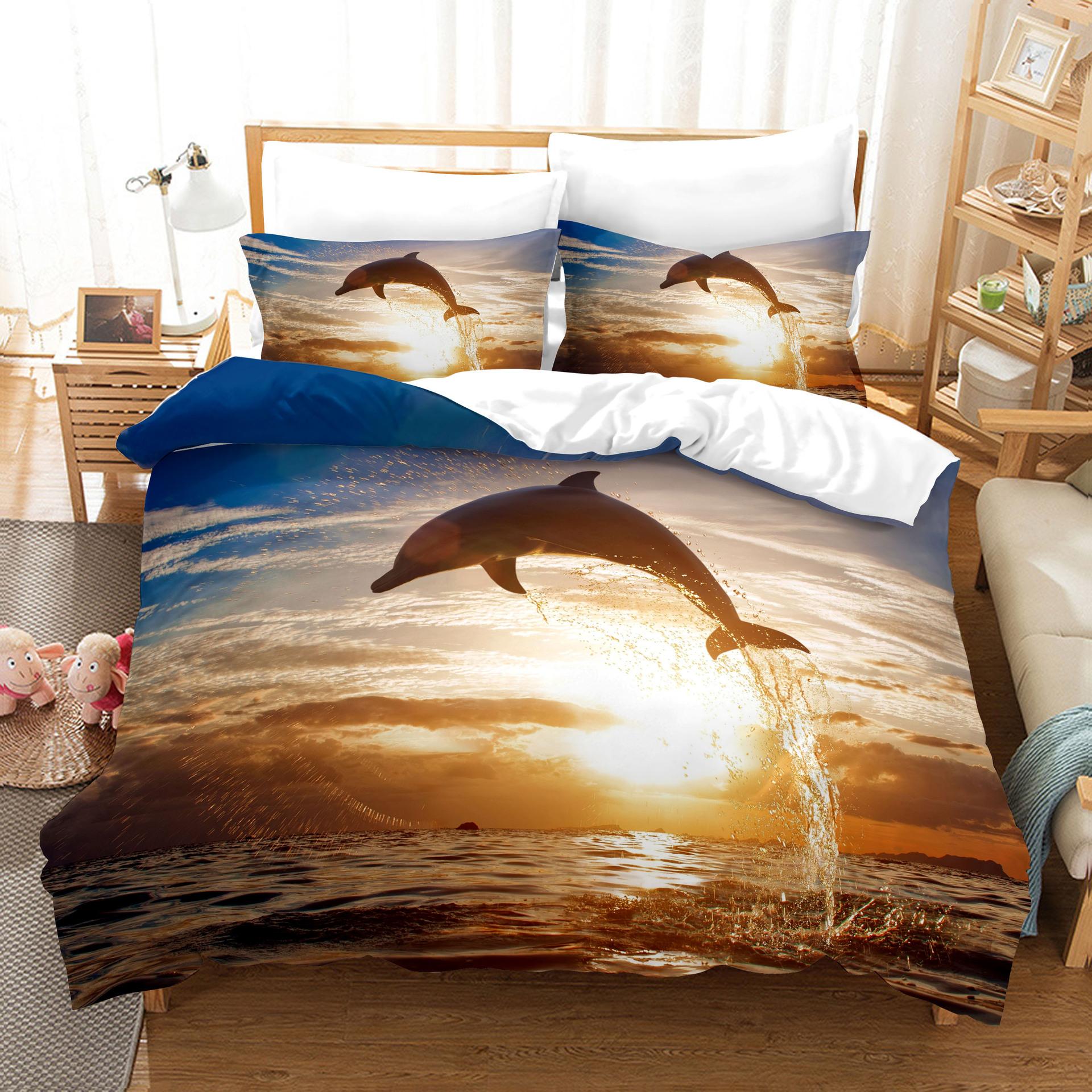 

Ближний Восток Электронная коммерция Трехкомпонентный комплект для цифровой 3D-печати в США, дельфин, океан US-KING260cm×229cm