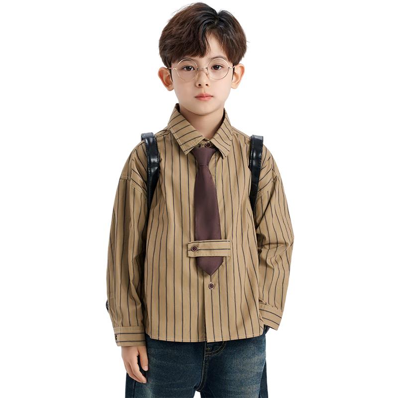 Romon Boys  Vertical Stripe Long Sleeve Shirt 130
