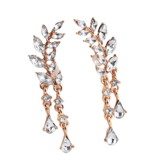 

1 пара висячих серег в форме листьев и капель воды, кулон, ювелирные изделия, изысканные сверкающие серьги-гвоздики розового золота