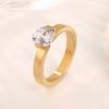 1 Carat Shiny Crystal Ring For Wedding Titanium Steel Top Quality Gold Color Jewelry Love Gift Woman Ring