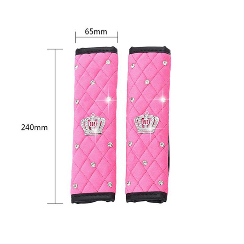 High Quality Soft Plush Diamond Crown Car Safety Seat Belt Cover Auto Shoulder Pad Protect Universal Car Interior Accessories