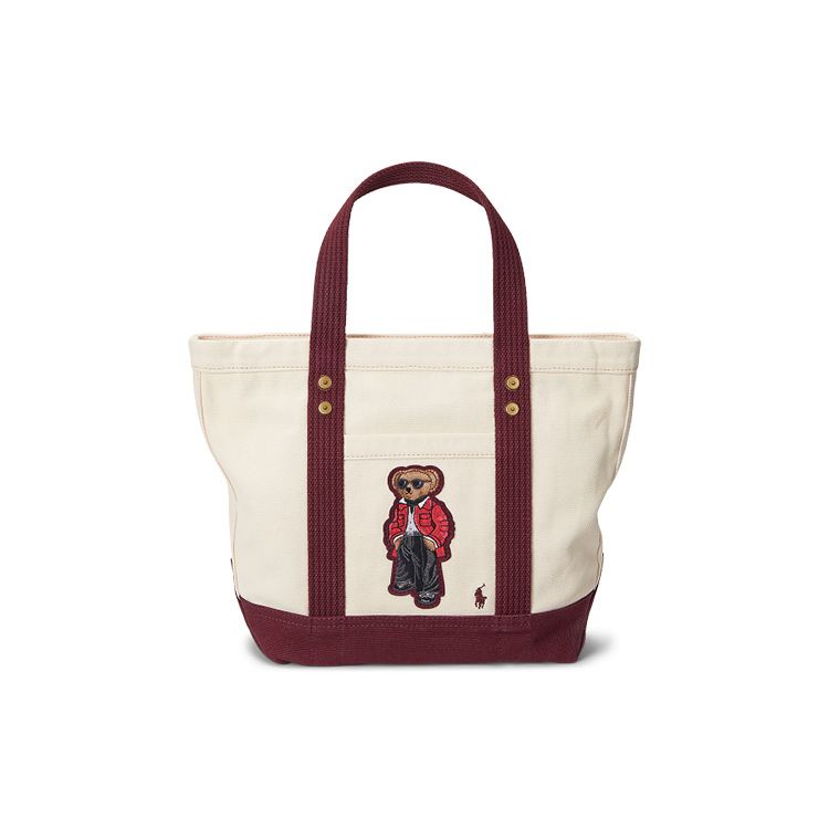 Polo Ralph Lauren Polo Bear Appliqu Zip Tote Bag Women tote Light-Brown Dark-Burgundy WAPOBAG0G620353 Basic Set BagDust Bag 23650₽