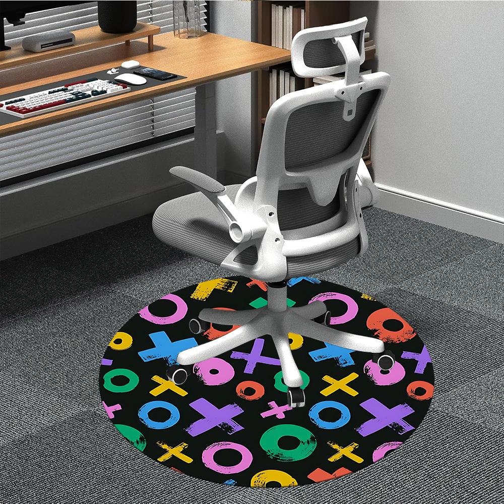 

1PC Tic-Tac-Toe Chair Carpet for Office, Indoor Non-Slip Washable Carpet, Soft Comfortable Mat For Office Room yy250930159 80cm by 80cm