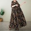 Kortärmad Plus size bomull vintage blommig ny i klänningar för kvinnor avslappnad lös lång sommarklänning