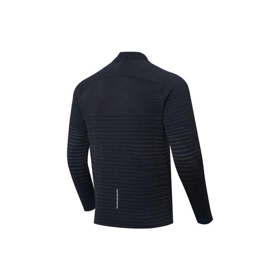 Li Ning Logo Print 1/4 Zip Stand Collar Long Sleeve Sweater Men Sweater Black ATLS081-1