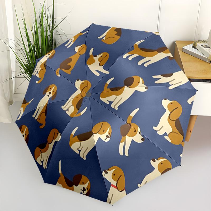 1pc Beagle Pattern Automatic Folding Umbrella - Compact 8-Rib Design, Durable Plastic & Iron, Lightweight for Outdoor Daily Use066