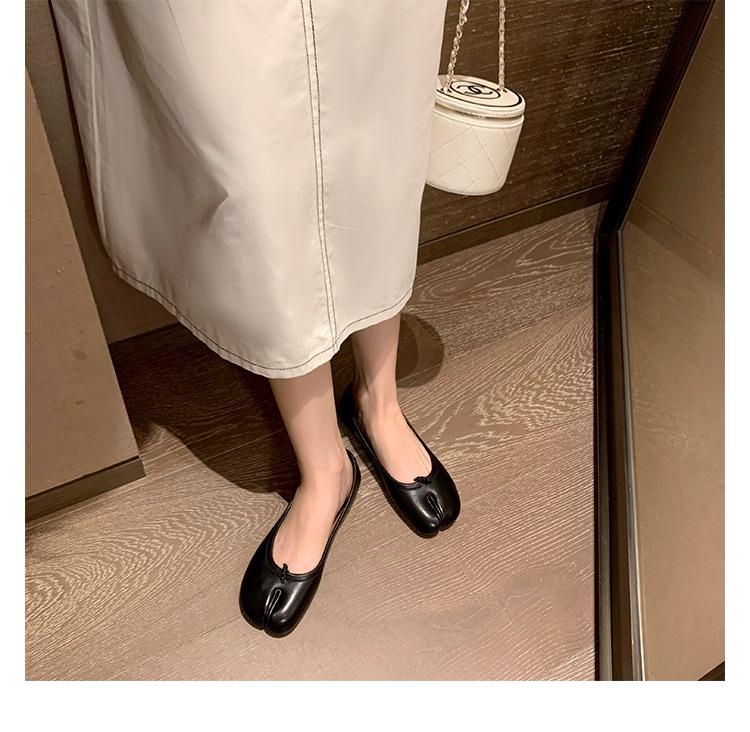 

Sheepskin version~ Genuine leather Mary Jane single shoes split-toed shoes women s ballet flats one pedal lazy ladyshoes low heels 40
