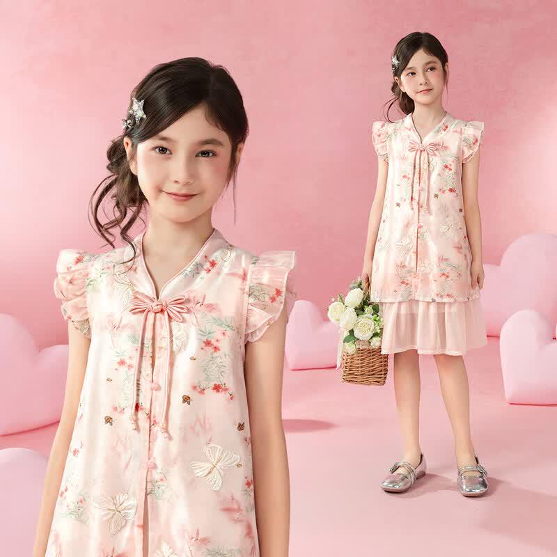 Girl s New Chinese Style Hanfu Dress with Flutter Sleeves 140cm светло-розовый