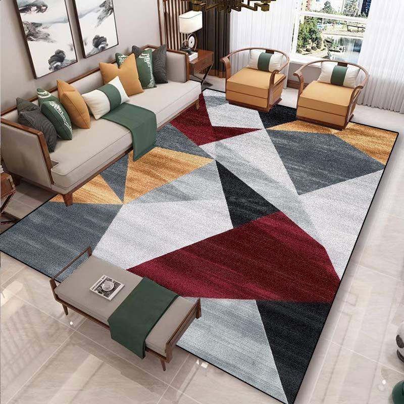 European Modern Geometric Carpet for Living Room Plush Decoration Home Nordic Non-slip Floor Mat Washable Bedroom Cloakroom Rugs