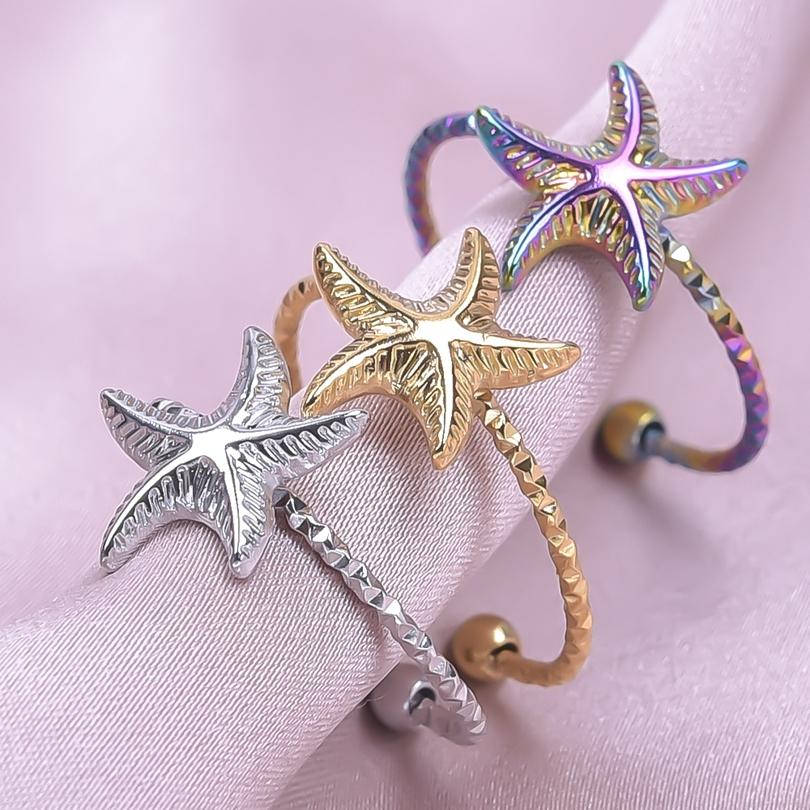 1/2/3pcs Animal Ring Butterfly Cat Wings Shell Open Adjustable Stainless Steel Rings For Women Men Accessories Fashion Jewelry