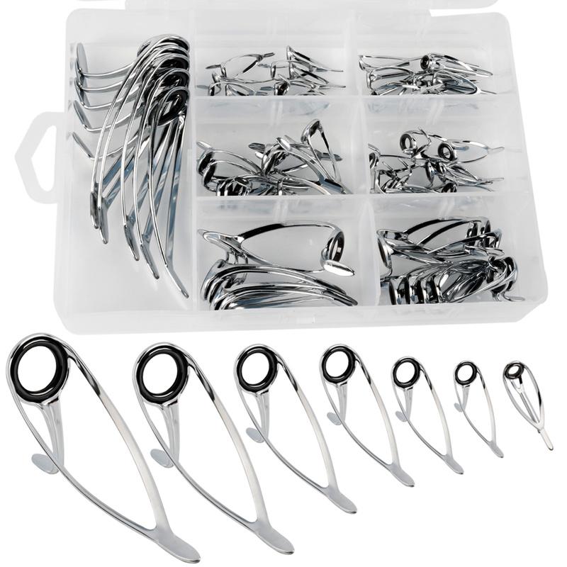 

60 шт./кор. кольца для удочки, 7 размеров, набор направляющих колец для удочки из нержавеющей стали, инструмент для удочки с глазком 60 pcs