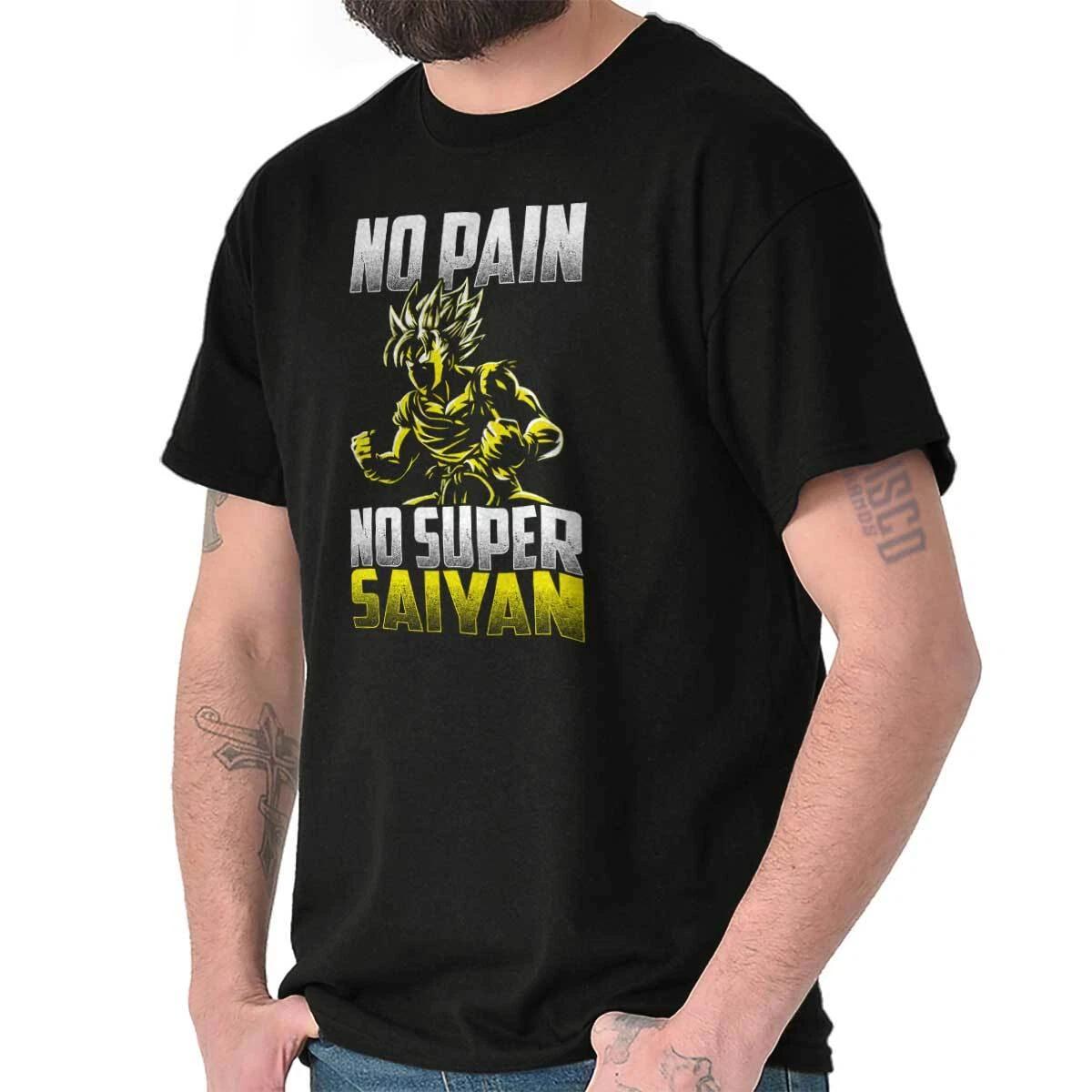 Anime Manga No Pain No Super Gain Gym Pun Mens Casual Crewneck T Shirts Tees S