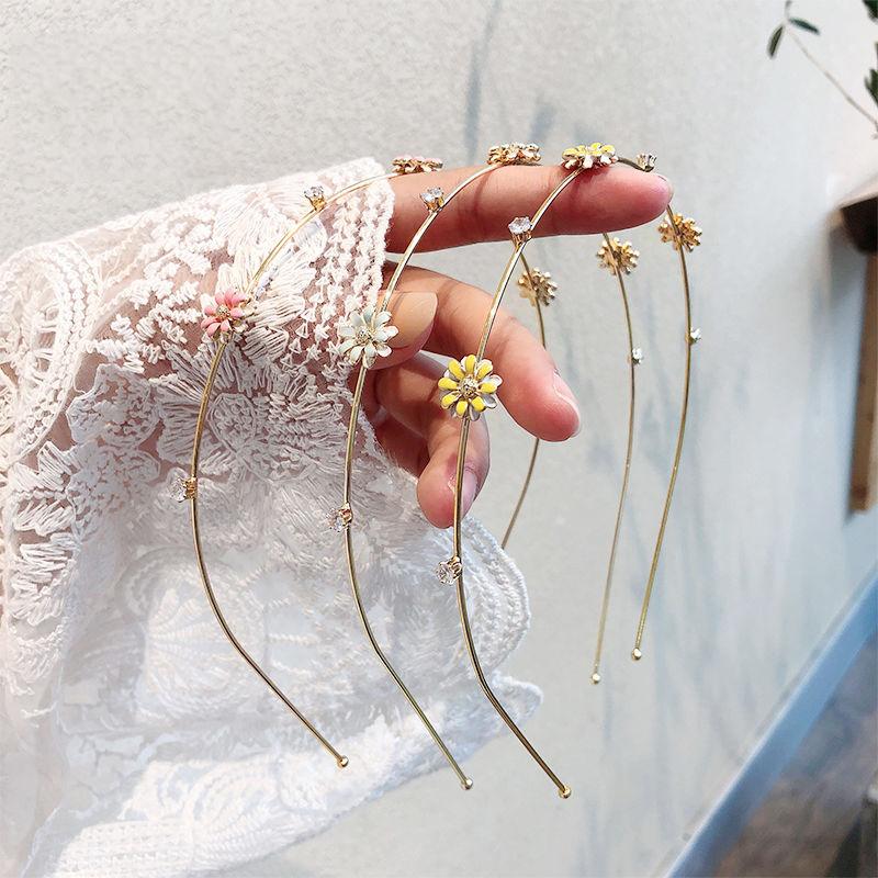 Lystrfac Korean Cute Cherry Alloy Pearl Headband for Women Girls Strawberry Flower Hairband Thin Hair Hoop Hair Accessories