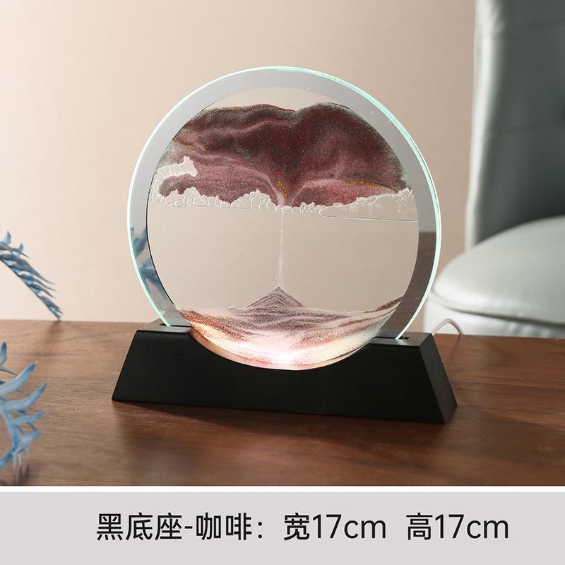 Beweglicher Sand Nachtlichter 3d Sanduhr Treibsand Leuchtendes Ornament Glas Sandlandschaft Handwerk Fließende Malerei Lampen Heimdeko Geschenk