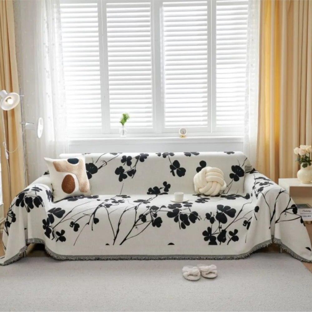 Fish Print Blanket Single Four Season Chenille Sofa Cover Dust Anti-cat Scratch Protection Cover Sofa Leaf Blanket Mat