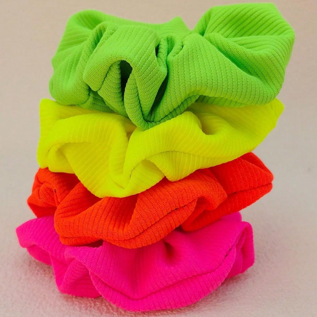 1 stk ensfarvet stribet fluorescerende scrunchie Hårtilbehør Scrunchies Hårelastikker Scrunchy Hårelastikker, Afslappet