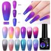 LILYCUTE 7ml Thermal Gel Nail Polish 3 Layers Temperature Shiny Color Changing Semi Permanent Soak Off UV Gel Polish Varnish Base Top Gel Nail Art DIY