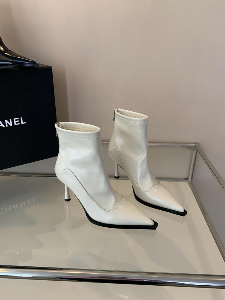 Fashion Women's  Soft Leather Pointed Toe Thin High Heel Shoes Sexy Autumn Winter Shoes Women Dress Warm Wedding Ankle Boots