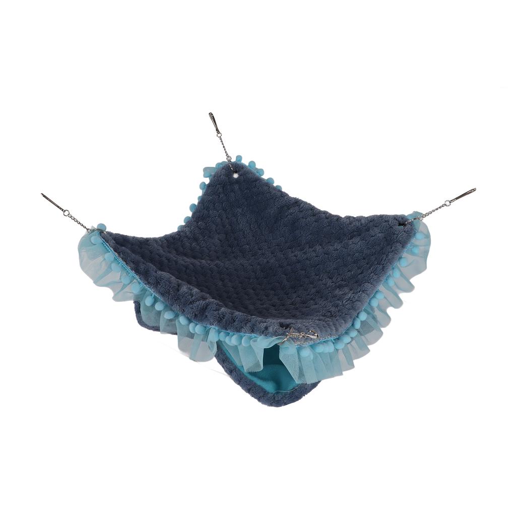 Double Layer Small Pet Swing Hammock Small Pet Double Plush Hammock for Ferret Hamster Parrots Guinea PigBlue