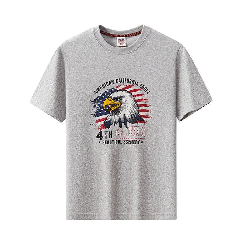 Foreign Trade Export To Domestic Sales Men's Clothing American Vintage Cotton Short Sleeve T-shirt Men's Summer Bottoming Shirt Print T-shirt