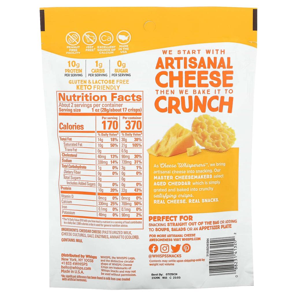 Whisps, Cheddar Cheese Crisps, 60g (2.12oz)