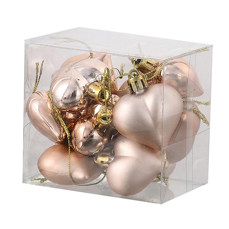 

12 шт./кор. подвеска в форме сердца в форме шара, подвеска в форме сердца, украшения на День святого Валентина для рождественской елки, подвесное украшение розового золота