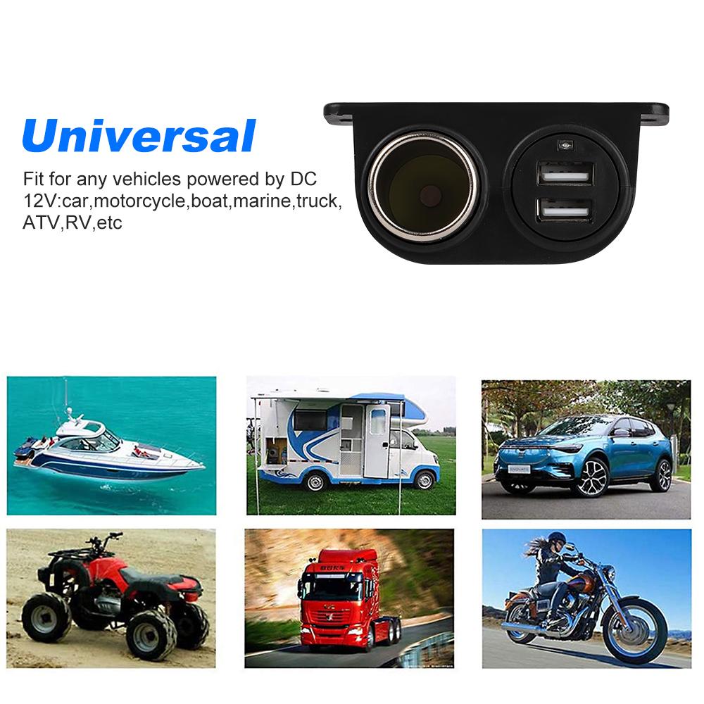 12V/24V Charging Adapter 3.1A Dual USB Car Charger Socket Car Cigarette Lighter Splitter Auto Cigarette Lighter Charging