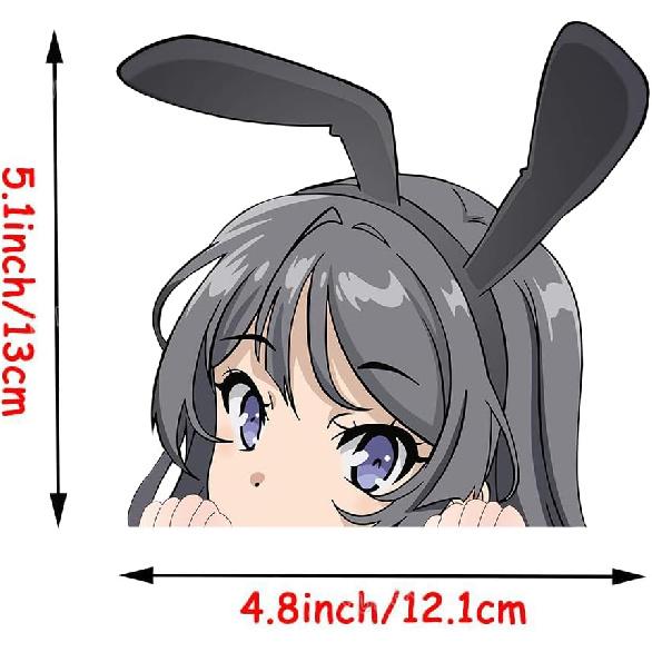 

5.1 Mai Sakurajima Kawaii Anime Car Peeker Stickers for Windows Luggage Bumper Trunk Lid Truck Decals