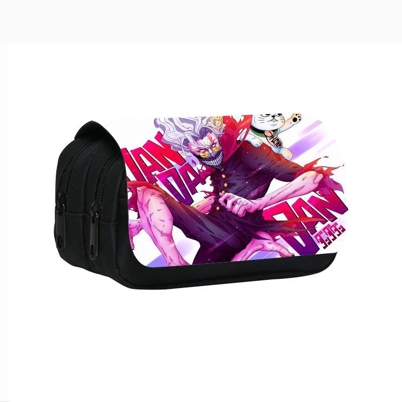 Dandadan Double Layer Pencil Case With Nylon Material For Students And School Supplies