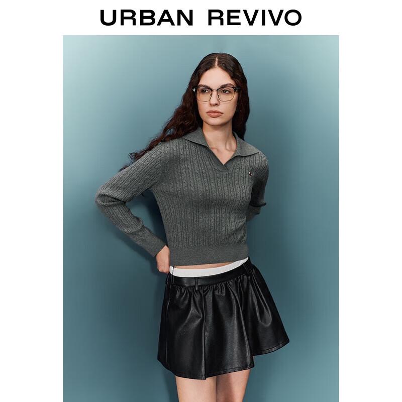 

Женский свитер с V-образным вырезом и кабельной вязкой с вышивкой лисы S