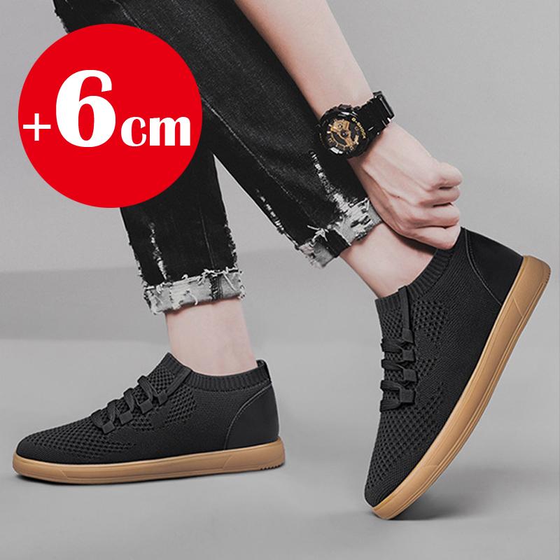 Lift Men Breathable Mesh Elevator Shoes Soft Comfortable Height Increasing Sneakes 6cm Insole Heightening Sports Plus Size 38-46