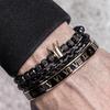 2026 Glossy Crown Bracelet Set Pineapple Bead Black Gold Drip Oil Roman Numeral Twist Bracelet Set