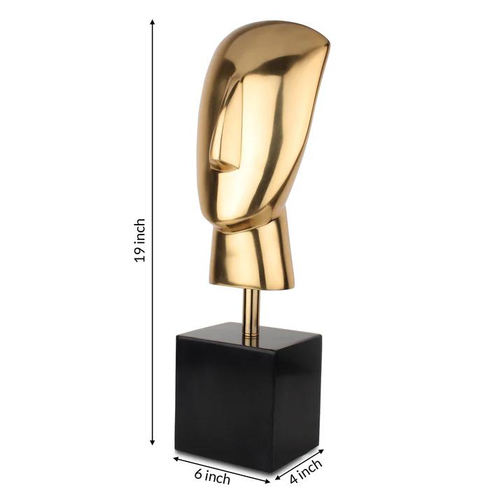 Marble Muse Visage In Gold with Black Marble | 15 x 11 x 47 cm