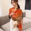 Print Silk Scarf Hijab Women Spring Deisgn Soft Beach Stoles Elegant Head Scarves Echarpe Shawl Satin Large Wrap Echarpe Bandana