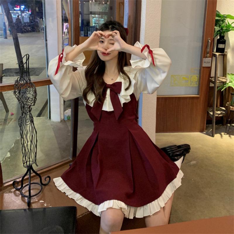 

Autumn Plus Size Princess Dress with Bowknot M