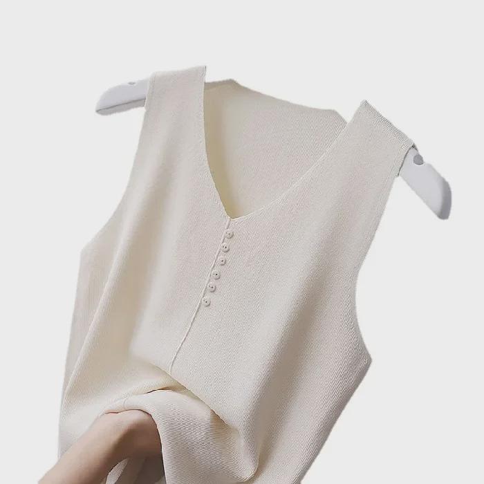 2023 Frühling/Sommer Damen Eis-Seide V-Ausschnitt Gestricktes Camisole - Leichtes, Ärmelloses Oberteil