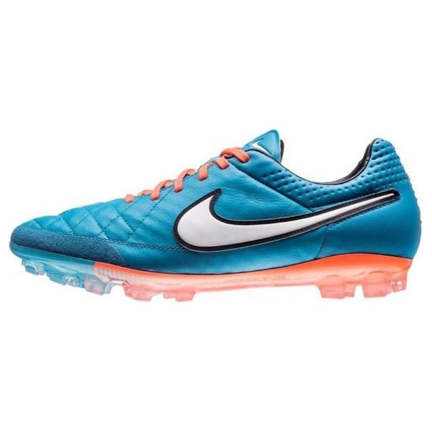 

Nike Tiempo Legend 5 Comfortable Round Toe AG Artificial Ground Breathable And Quick Dry Soccer Shoes Men s Blue Orange 631612-418 40.5