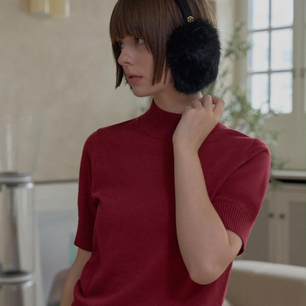 

Playboo Cashmere Blend Short Sleeve Knit Cherry Red M