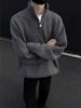 Zipper Korean Style Men's High Neck Pullover Sweater - Autumn/Winter Trendy Knitwear with Soft Texture.