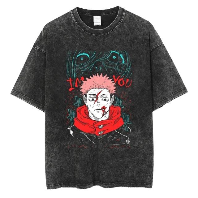 Anime Women And Men Can Wash Pattern Street Fashion Top T-Shirt Hip-Hop Printed T-Shirt Clothing Cotton Retro S
