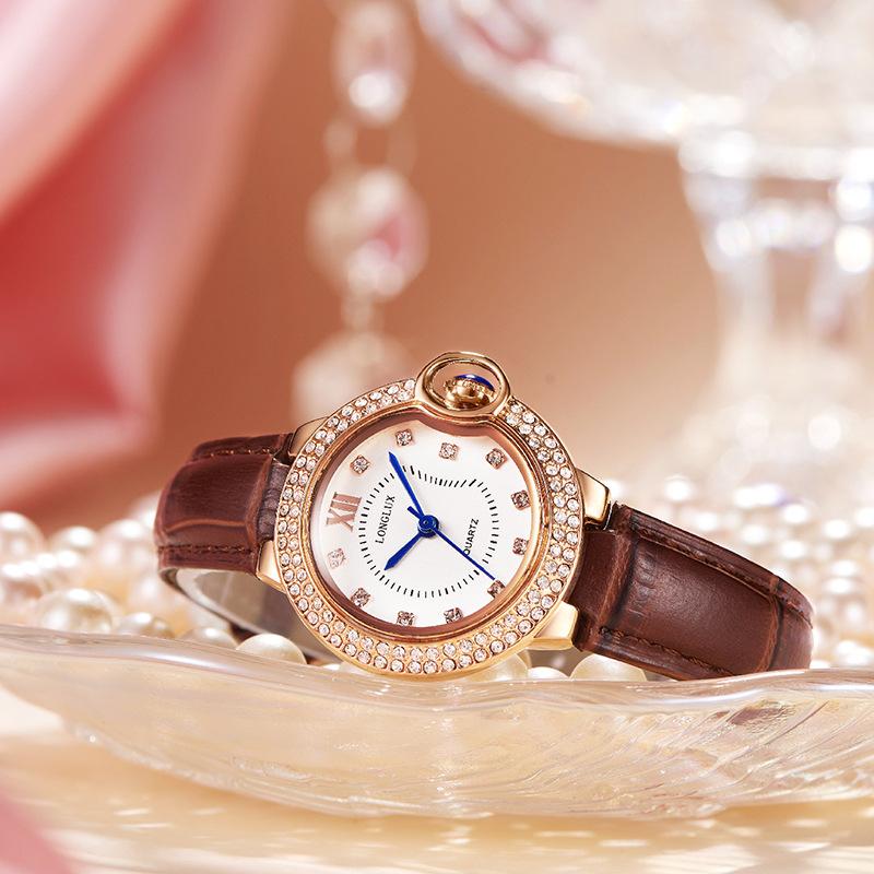 LONGLUX New Girls Quartz Watch Fashion Niche Business Girls Quartz Watch Waterproof Leather Women's Watches
