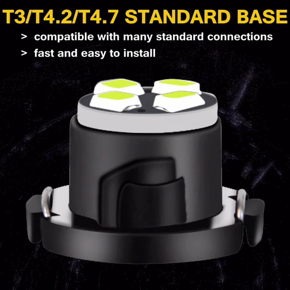 10pcs T3 T4.2 T4.7 T4 Super Bright LED Bulbs Car Neo Dashboard Instrument Cluster Lights Auto Panel Gauge Speedo Dash Lamps 12V Dome Lights 6