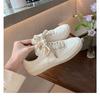 Cowhide version of old leather round head flat bottom sports and leisure shoes children's board shoes lace-up versatile white shoes