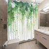 1Pc Green Abstract Gradient Shower Curtain - Fluid Streaks & Paint Splashes, Lush Green Hues, Nature-Inspired Design