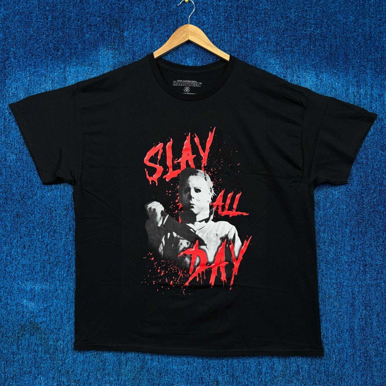 Halloween Michael Myers “Slay All Day” Graphic Horror T-Shirt Size 2XL XXXXL