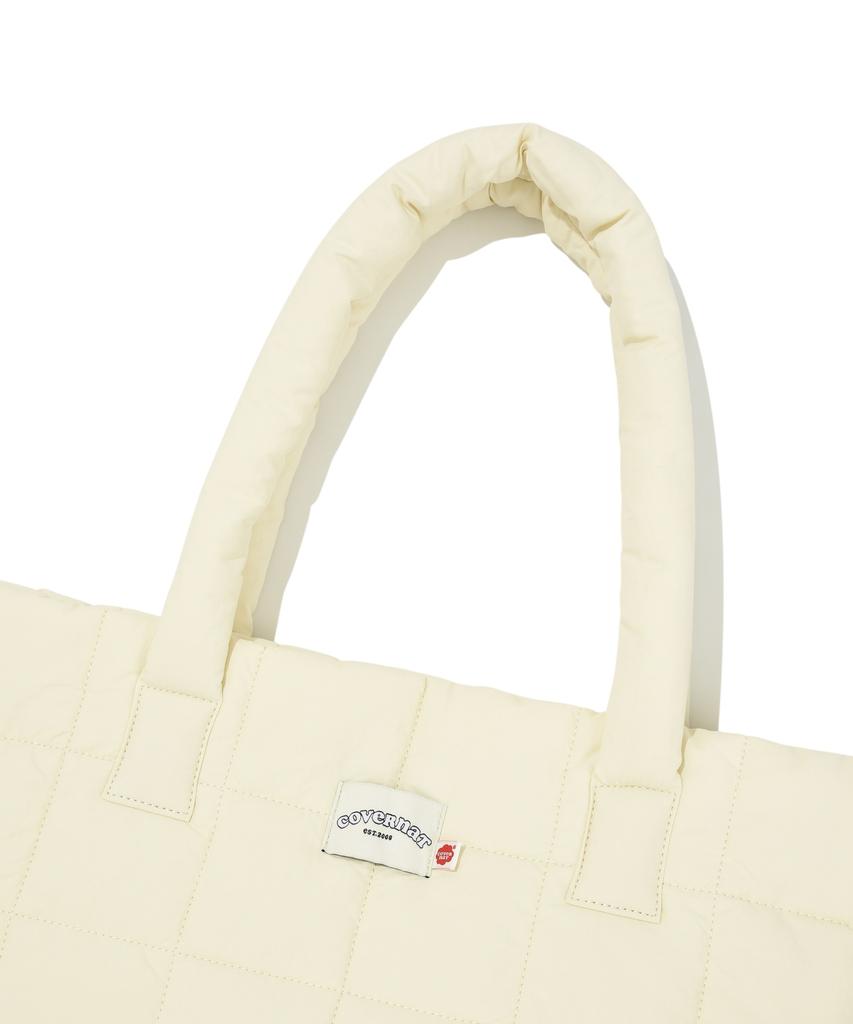 Covernat Woman Clover Heart Quilted Big Tote Bag Ivory