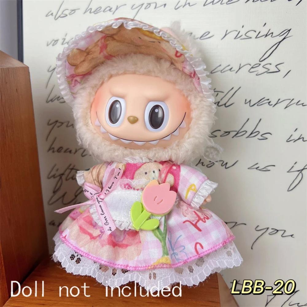 Only Clothes For 15-17CM Labubu Mini Accessories Clothes Clothing Dolls Set Sitting Party Scarf Hat Bag Cute Decoration Gift
