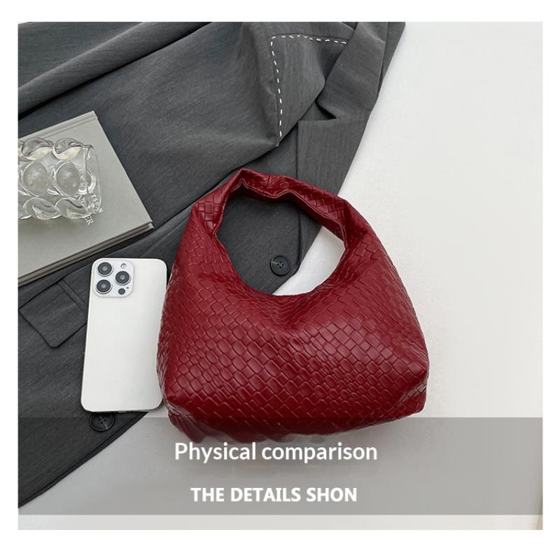 Women Classic Woven Embossed Soft Pu Leather Small Top Handle Hobo Shoulder Bag Casual Daily Handbag