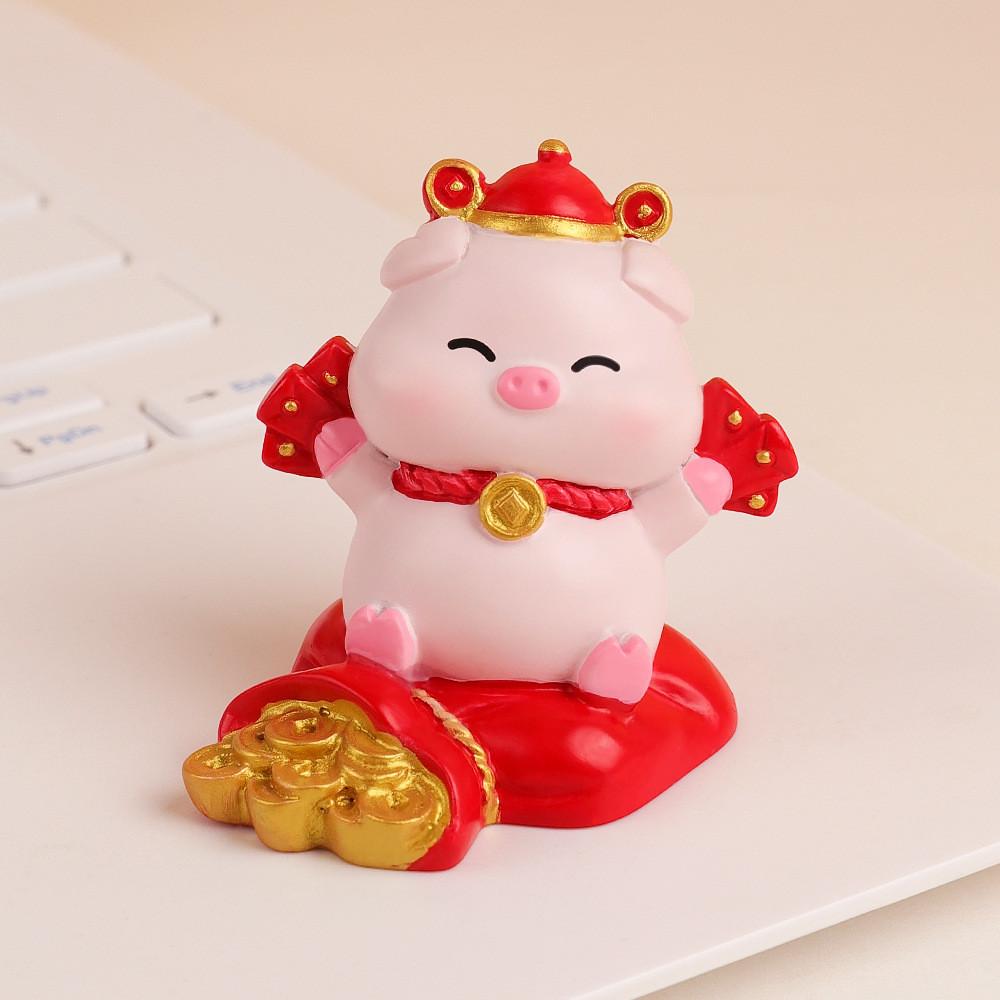 Zodiac Pig Creative Resin Figurine Decorative Gift For Celebrations And Festivals